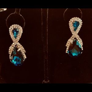 Emerald and Rhinestone Evening Earrings